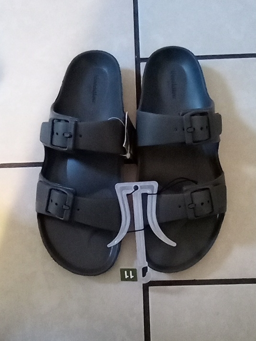 Men's Double-Buckle Slide Sandals - Gray